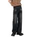 "Men's Washed Black Wide-Leg Jeans – Relaxed Straight Fit (Vintage Distressed, High-Waisted, Streetwear Staple For Spring/Fall)"_mkmklike.com