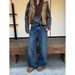ICC Winter Composite Fleece Washed Dark Blue Slim Straight Women's Jeans Guangzhou Thirteen Lines 70330_mkmklike.com