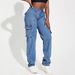 2025 new cross border foreign trade American retro mid waist multi pocket workwear jeans for women casual straight pants_mkmklike.com