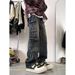 Men's Washed Workwear Jeans Straight Leg Loose Fit Wide Leg American High Street Style Trendy Cool Retro Pocket Design_mkmklike.com