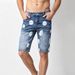 Men's Trendy Versatile Stretch Denim Shorts Summer Splatter Ink Five Point Fashion Riding Breeches_mkmklike.com