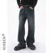 Nirben Denim | Korean Version Of Basic Washed Old Denim Blue Loose Straight Casual Trousers_mkmklike.com