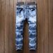 Men's Slim Fit Straight Leg Jeans Autumn Midweight Cotton Mid Waist Wide Leg Motorcycle Snowflake Pattern With Pleated Zipper_mkmklike.com