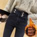 Thickened Fleece-lined High-waisted Women's Jeans For Autumn And Winter, Versatile, Slim-fit, Skinny, Stretchy, Cropped_mkmklike.com