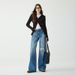 Women's Clothing High End Women's Loose Ripped Jeans Textured Pure Cotton Floor Length Straight Wide Leg Pants For Spring Autumn_mkmklike.com