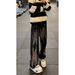 Men's Black Tie Dye Jeans Flared Pants Straight Leg American Style Trendy Cool Spring Autumn Curved Trousers_mkmklike.com