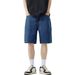Summer Retro Washed Distressed Denim Shorts For Men Loose Casual Straight Leg Wide Leg Pants_mkmklike.com