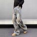 BOY American Retro Washed Distressed Wide-Leg Loose Straight Hand-Dyed Yellow Mud Jeans For Men Tie-Dye Long Pants_mkmklike.com