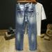 Men's Ripped Jeans With Patches Loose Straight Leg Wide Leg Flowy Trendy Casual Pants Autumn 2022_mkmklike.com