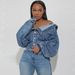 Women's Clothing Irregular Two-Wear Denim Jacket Indigo Blue Solid Workwear Streetwear Metal Buttons Spring/Autumn Fashion_mkmklike.com