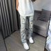Men's Clothing Distressed Knee Ripped Jeans - High Street Casual Pants With Unique Design, Straight Leg, Mid Rise, Comfortable Cotton Denim_mkmklike.com