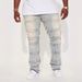 Men's Stretch Denim Cargo Pants – Workwear Straight Fit With Patchwork & Flared Hem (28-42, Cotton Blend, Retro Washed, Streetwear Aesthetic)_mkmklike.com