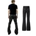 Men's Flared Stacked Raw Denim Jeans Narrow Width Embroidered Specially Formulated Flattering Versatile Workwear_mkmklike.com