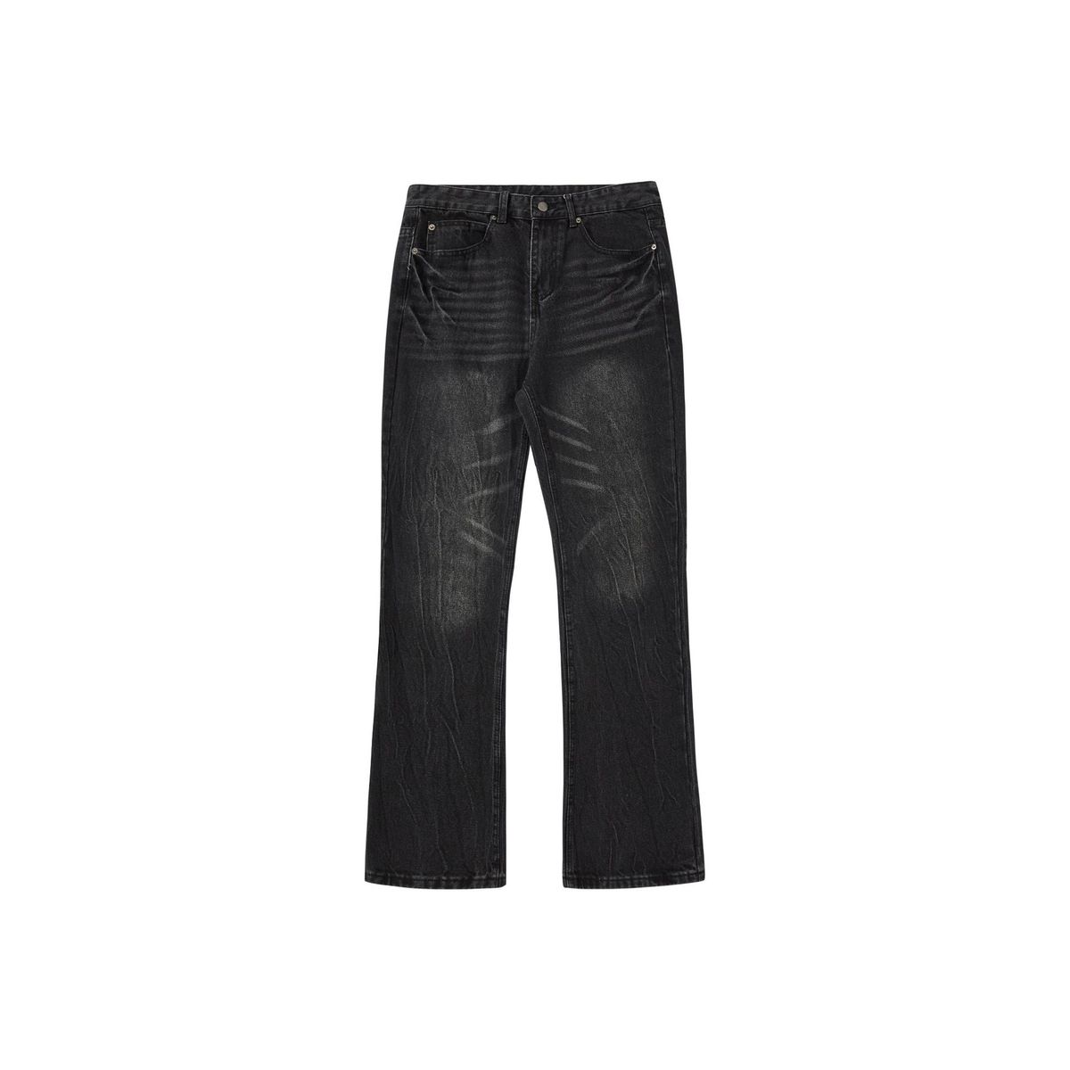 Men Fashion Bell Bottom Casual Jeans Male Retro Gray Lines Denim Pants Baggy Designer Straight High Street Denim Trousers_mkmklike.com