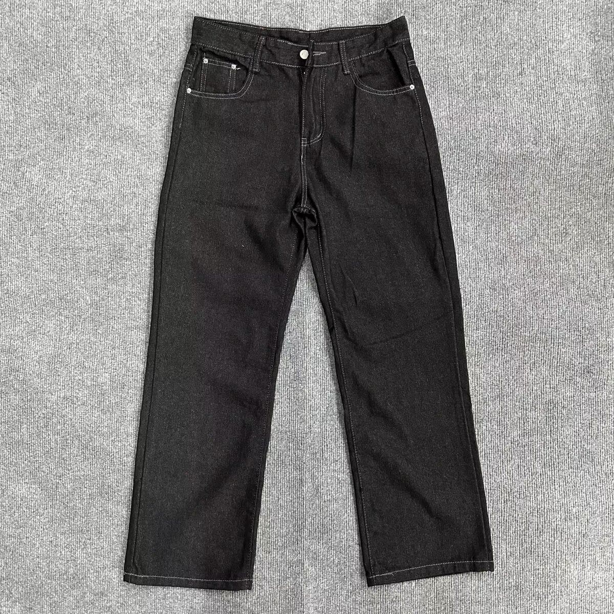 New Denim Jeans Men's American Retro Casual Pants Trendy Wide-leg High Street Loose Straight-leg Pants_mkmklike.com