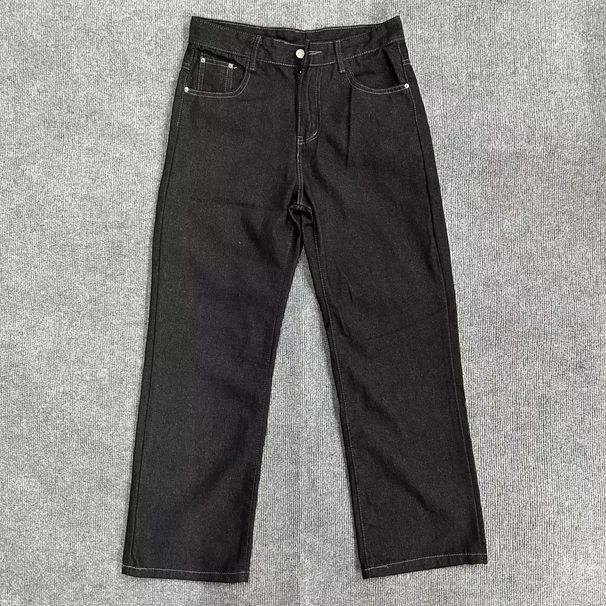 New Denim Jeans Men's American Retro Casual Pants Trendy Wide-leg High Street Loose Straight-leg Pants_mkmklike.com