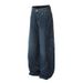 Streetwear Asymmetrical Patchwork Jeans – Unisex Baggy Denim Pants With Curved Hem (Blue, S-XXL)_mkmklike.com