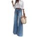 Women's Clothing Retro Washed Wide Leg Jeans Slim Fit Height Enhancing Loose Denim For Spring Summer_mkmklike.com