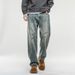 American Retro Spring Jeans, Men's Straight Harlan Loose Trendy Brand Washed Double Craft Middle Waist Youth Large Size_mkmklike.com