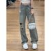 Ripped Diamond Straight Jeans For Women 2025 Summer Thin Style Pear Shaped Body Loose Slim Narrow Version Wide Leg_mkmklike.com