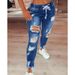 Slim-Fit Distressed Jeans For Women – Stretchy Skinny Denim Pants (S-2XL, Dark Blue/Light Blue)_mkmklike.com