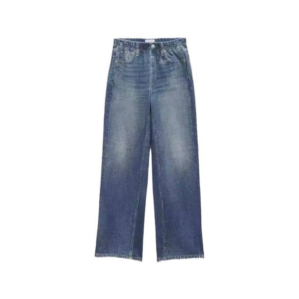 Women Wide Leg Jeans Straight Pants Denim Washing High Waist Loose Mom Basics Ankle Length Pants Slight Strech Y2k Capris_mkmklike.com