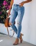 Blue Ripped Holes Skinny Jeans, Slim Fit High Stretch Distressed Tight Jeans, Women's Denim Jeans & Clothing_mkmklike.com
