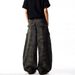 Men's Vintage Camo Cargo Jeans - Straight Leg Hip Hop Denim Pants With Multi-Pockets, Washed Cotton Casual Trousers For Streetwear_mkmklike.com