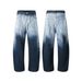 Unisex Vintage Washed Jeans – Wide-Leg Paint Splatter Design, 90s Retro Streetwear (S-XXL, Indigo Blue)_mkmklike.com