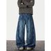 Vintage Washed Checkered Jeans For Men - Relaxed Fit Straight Leg Denim Pants With Classic Fashion Trends_mkmklike.com