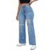 Women's Clothing High Quality Temperament Ripped Wide Leg Pants Jeans_mkmklike.com