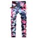 Foreign Trade Independent Station High-End 3D Jeans Floral Slim Fit Small Straight Cotton Stretch Printed Versatile Casual Men's W_mkmklike.com