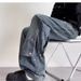 Men's Clothing Deconstructed Button-Fly Jeans - American High Street Style Straight Leg Pants With Raw Hem & Distressed Details (S-3XL, Black/Blue)_mkmklike.com