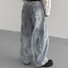 Vintage Washed Wide-Leg Jeans For Women – 90s Retro High-Waisted Flared Pants With Distressed Details ( Oversized Fit, Blue Denim)_mkmklike.com