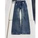 Men's Clothing Men's High Street Washed Denim Jeans Lightning Stripe Trendy Spring Style Slightly Flared Straight Leg Pants Cleanfit_mkmklike.com