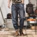 Men's Retro Deep Blue Loose Fit Straight Leg Jeans Casual Versatile Slimming Style For Autumn_mkmklike.com
