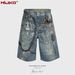 Men's Clothing Men's And Women's Spring And Summer New Old Retro Pants High Street Men And Women's Same Style 3D Scissors Printed Denim Shorts_mkmklike.com