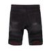Men's Stretchy Textured Denim Shorts Black Distressed Stylish Versatile Durable Mid-Length Summer Wear_mkmklike.com