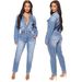 Women's Clothing Denim Jumpsuit Slim Waisted Washed Long-sleeved Jumpsuit_mkmklike.com