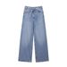 Women's Clothing High Waist Wide Leg Jeans - Double Button Front Streetwear Denim Pants In Blue/Black/Gray_mkmklike.com