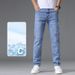 Men's Clothing Simple Style Jeans Straight Thin Jeans Men's Slim Fit Blue Jeans - Summer Lightweight Straight Leg Denim Pants For Casual Wear_mkmklike.com