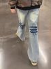 Light Blue Lightning Wash Ripped Jeans Straight Leg Trousers Men's Cleanfit High Street Style Vibe Pants_mkmklike.com