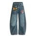 American High Street Style Personality Oversized Denim Loose Men's Vibe Trendy Vintage Washed Scimitar Wide-Leg Pants_mkmklike.com