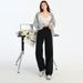 Stylish American-style Black Straight-leg Jeans For Women, Spring High-waisted Loose Slim-fit Narrow Wide-leg Pants,_mkmklike.com
