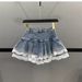 New Elastic Denim Splicing Multi Layer Lace Tutu Skirt Cake Skirt Versatile Miniskirt_mkmklike.com