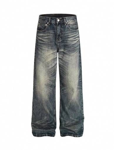 Vintage, Foreign Trade, Sexy Girl Culture, Asian Punk, Straight Leg, Low Rise, Slightly Flared Jeans, Embroidered, Draped Straight Leg_mkmklike.com