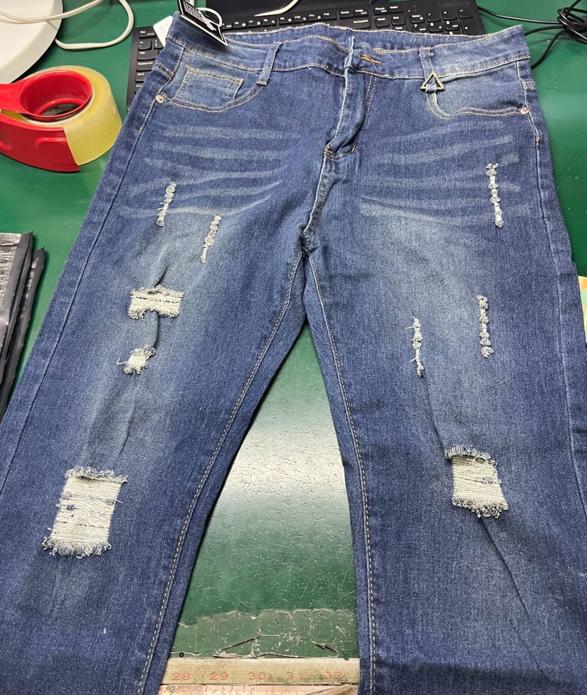 Men's Clothing Spring And Summer Personalized Ripped Jeans Trendy And Versatile Slim Elastic Straight Leg Pants_mkmklike.com