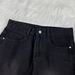 Men's And Women's Gradient Distressed Jeans Slightly Flared Loose Fit Casual Trousers Mid Waist Cotton Long Pants Black Blue_mkmklike.com