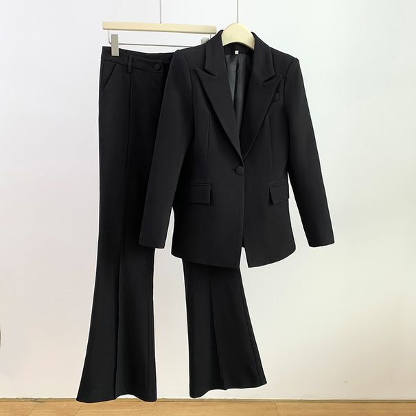 Women's clothing Suit Pants Irregular Lapel Simple Black Red Jacket + Pants_mkmklike.com