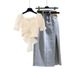 Women's Clothing Summer Milk Sweet Suit For Women New Fashion Age Reducing Butterfly Festival Top Denim Skirt Two Piece Suit_mkmklike.com